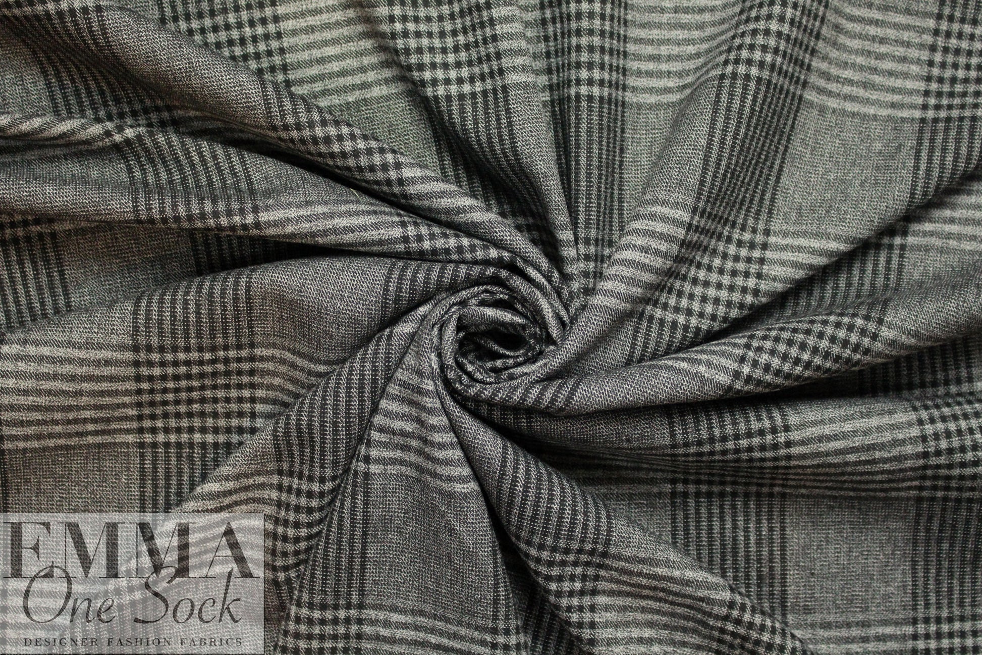 Italian licorice/gray plaid soft and elegant suiting