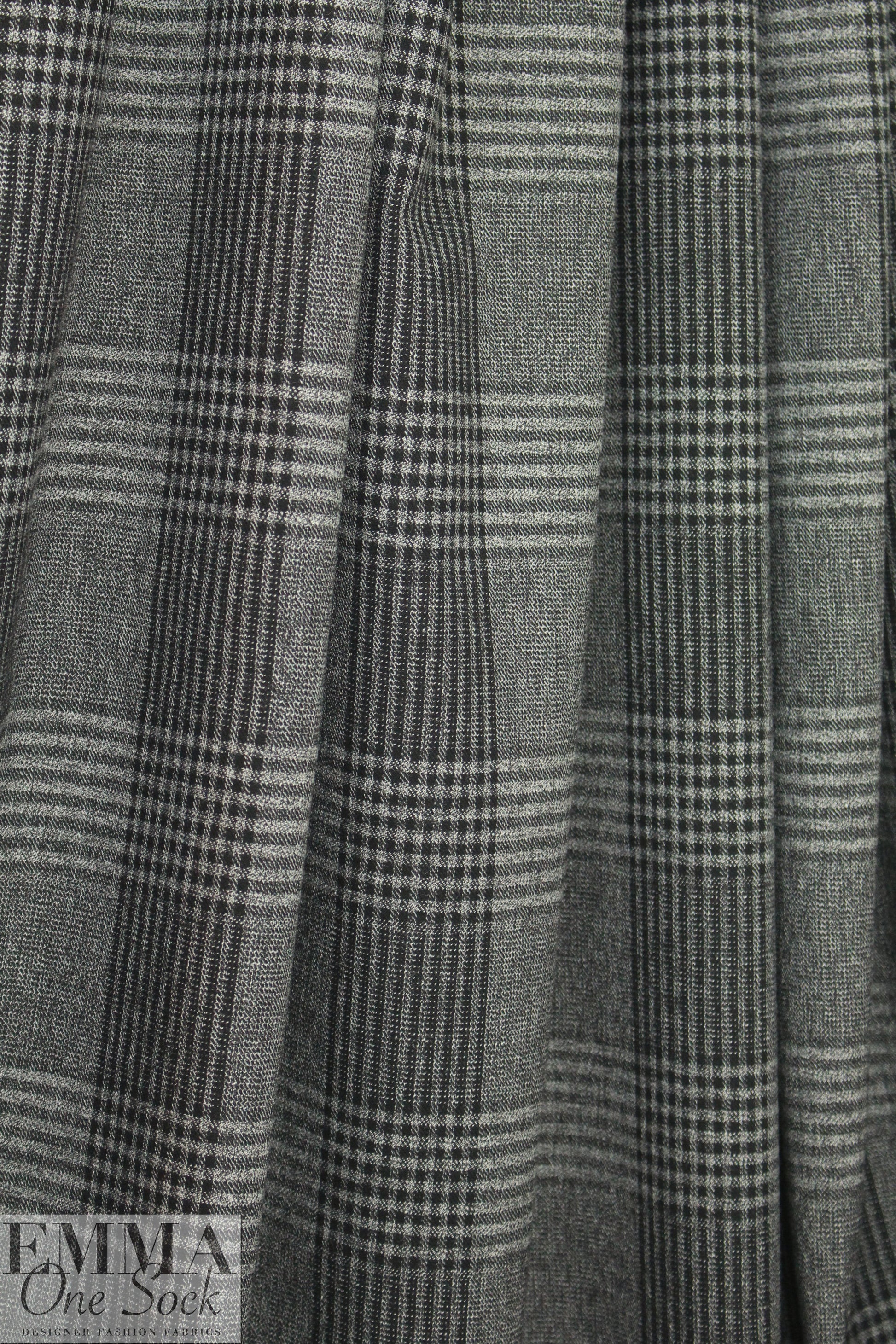 Italian licorice/gray plaid soft and elegant suiting