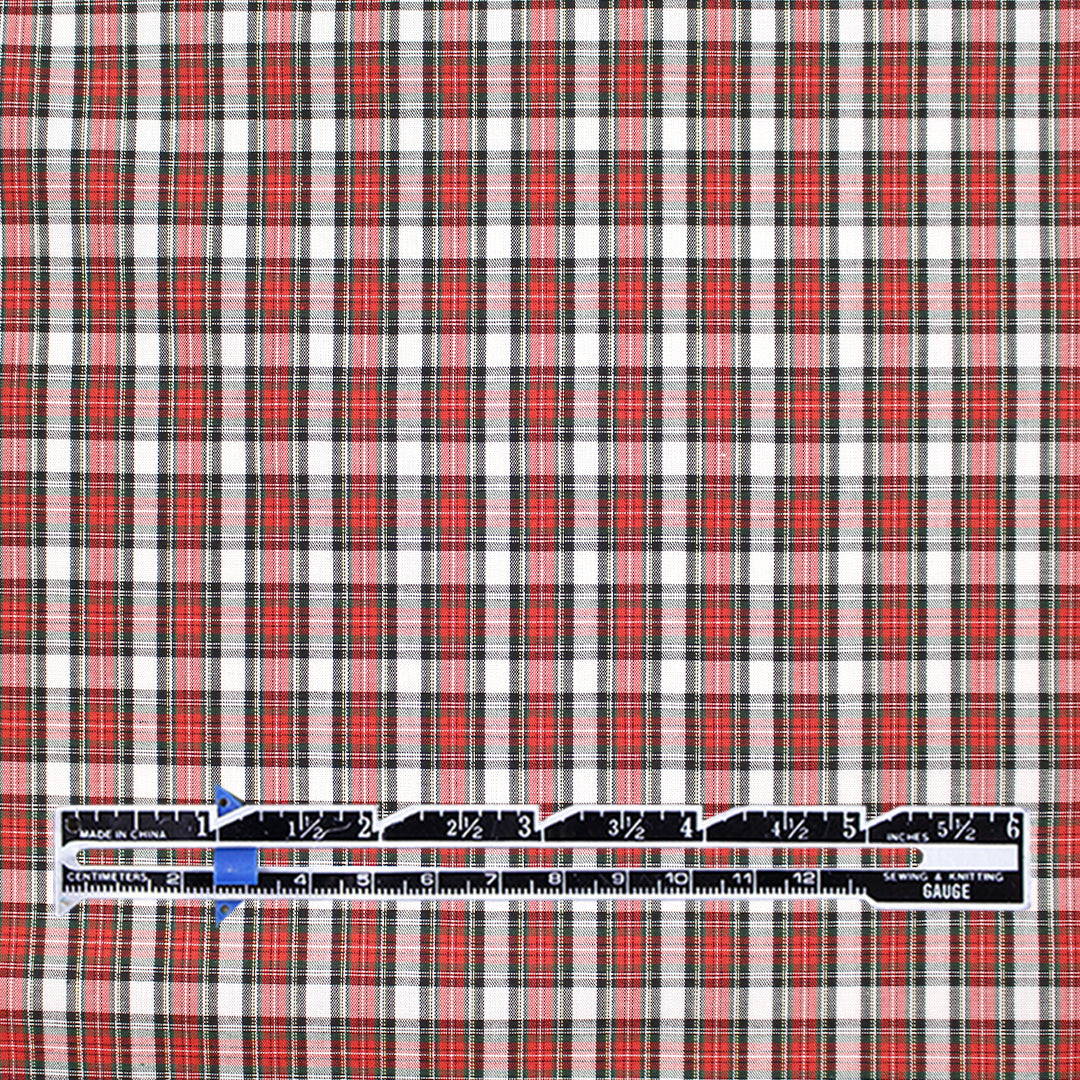 yarn-dyed plaid lightweight cotton woven - red/black/white