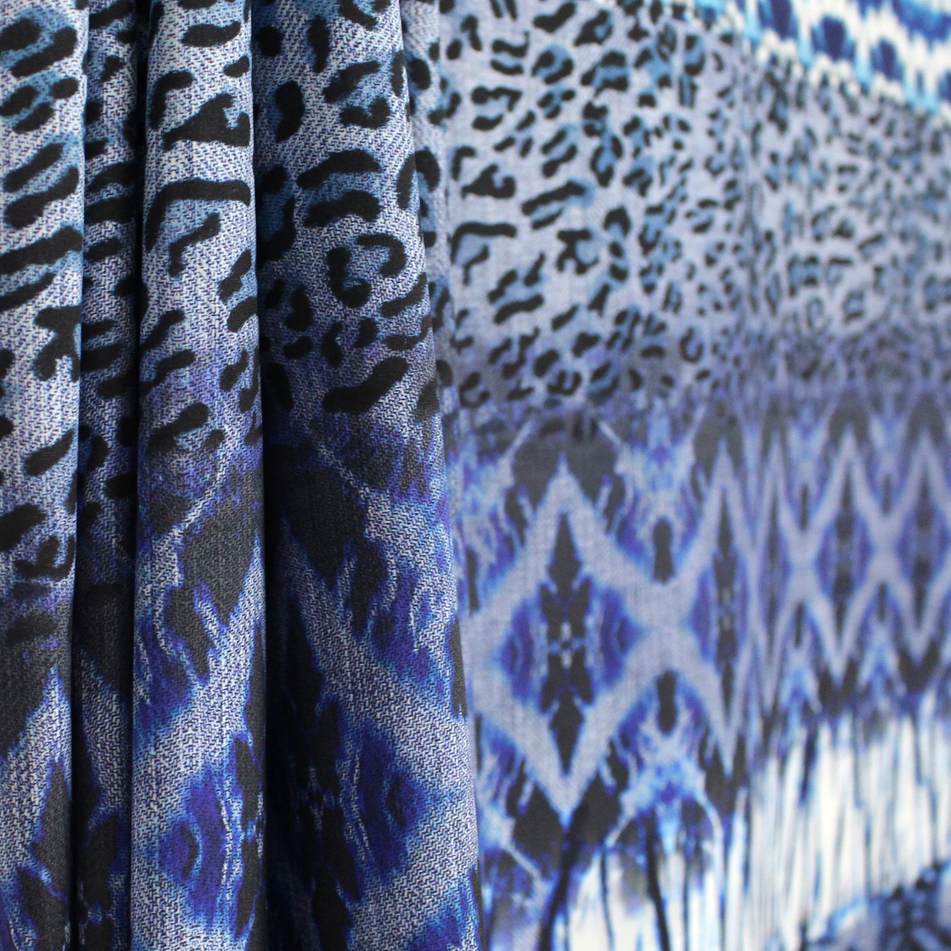 'play on stripes' printed viscose poplin - blue