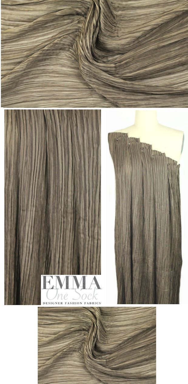 NY designer pleated woven - woodsy brown