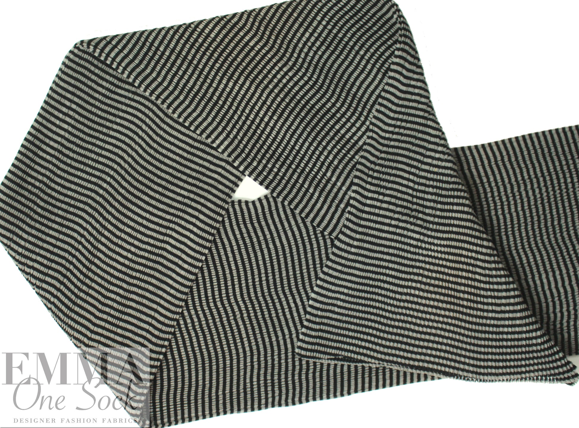 CA designer circular tube accordion pleat viscose - black/gray 1 yard