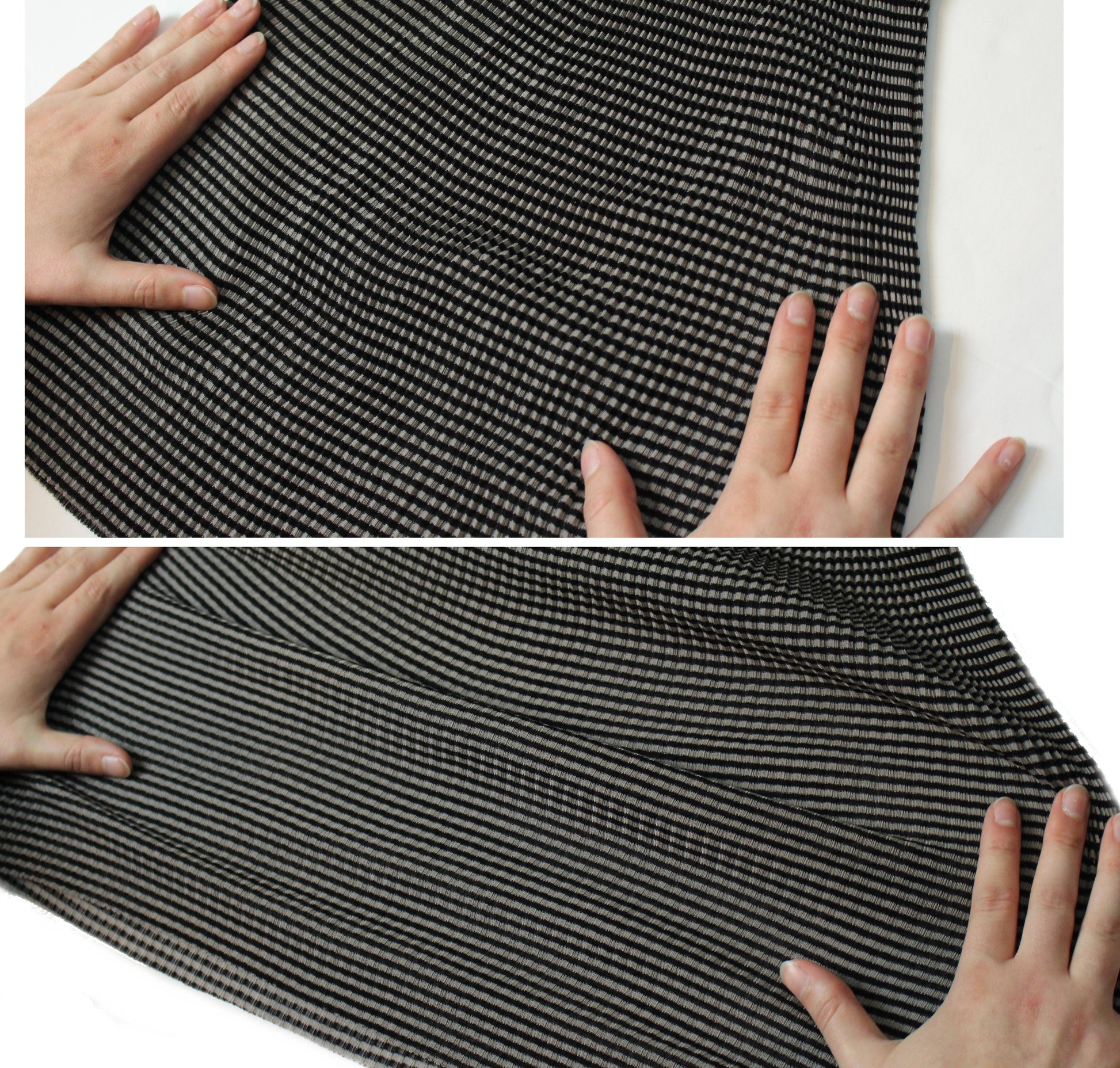 CA designer circular tube accordion pleat viscose - black/gray 3 yd