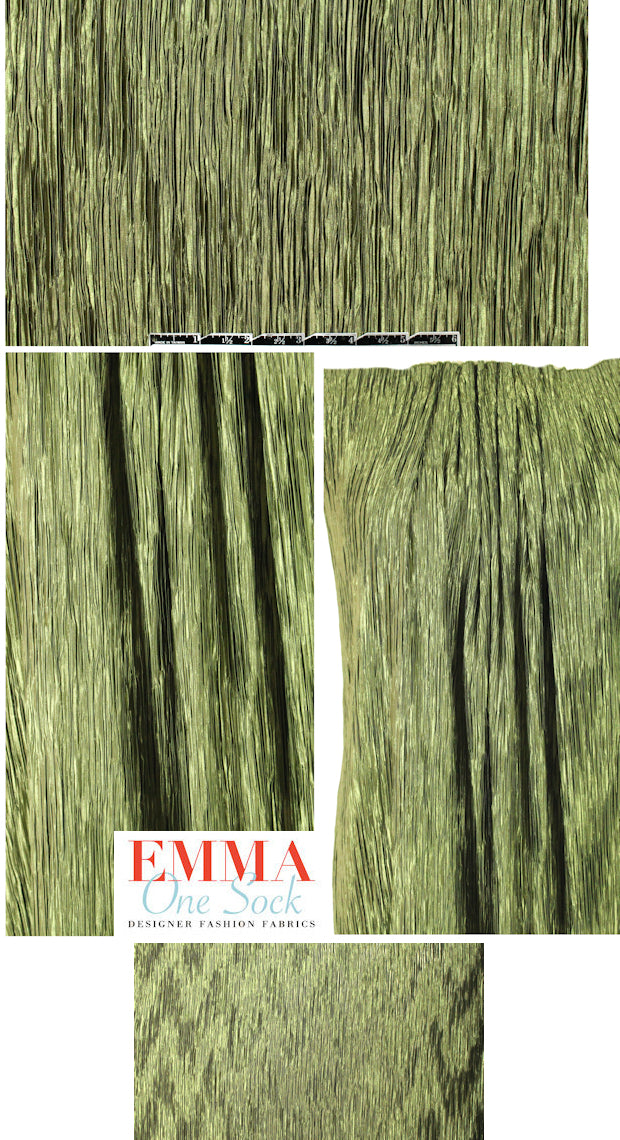 NY designer pleated woven - moss