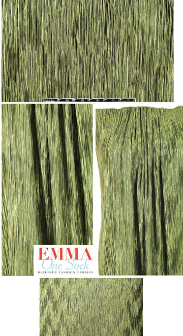 NY designer pleated woven - moss