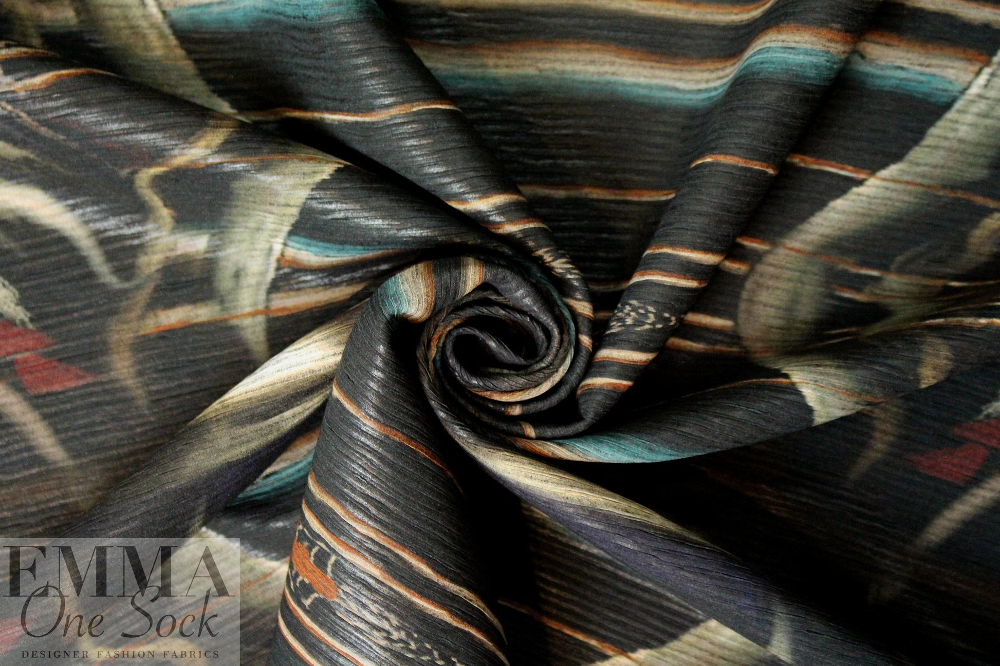 Italian edgy abstract novelty pleated backed woven