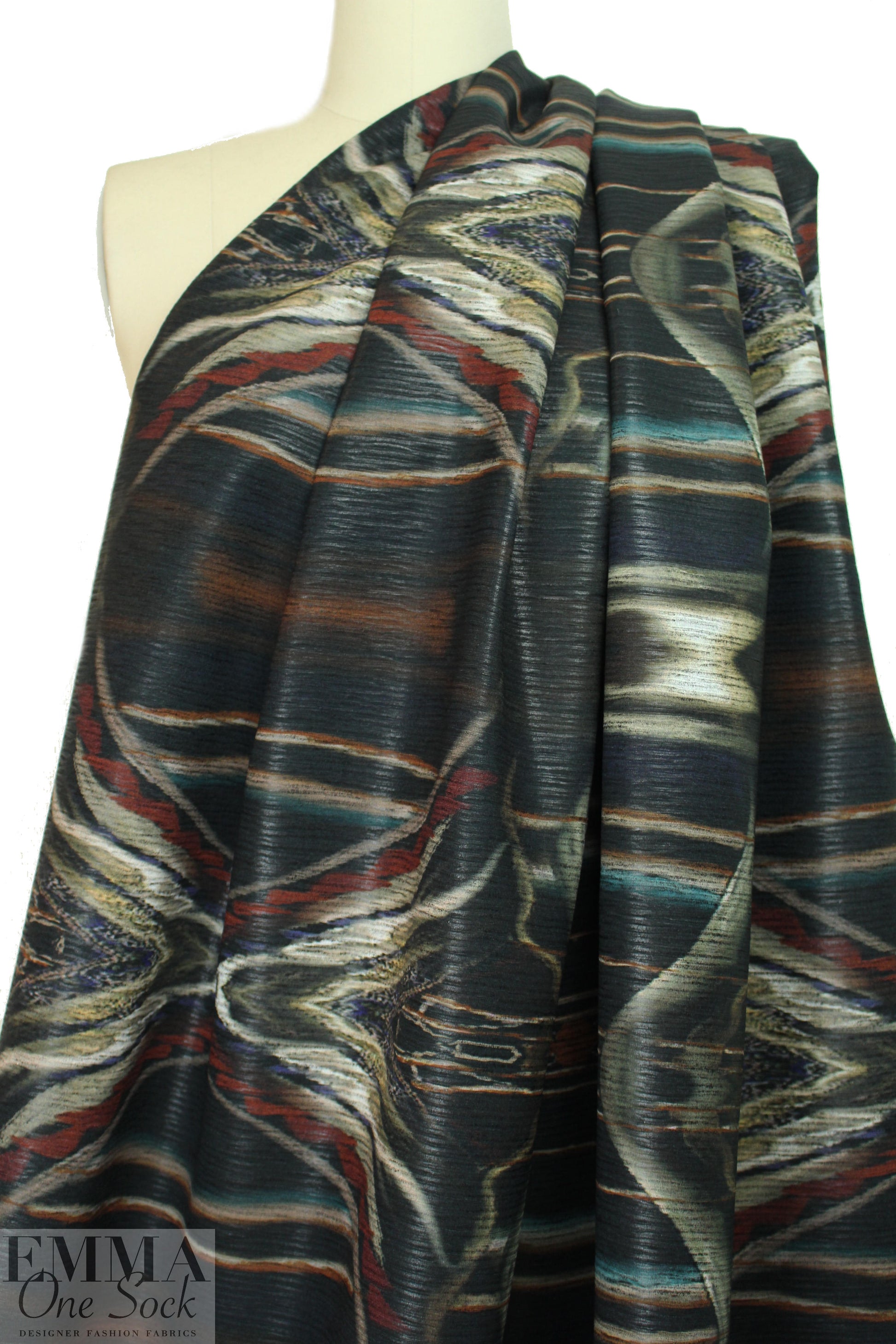 Italian edgy abstract novelty pleated backed woven