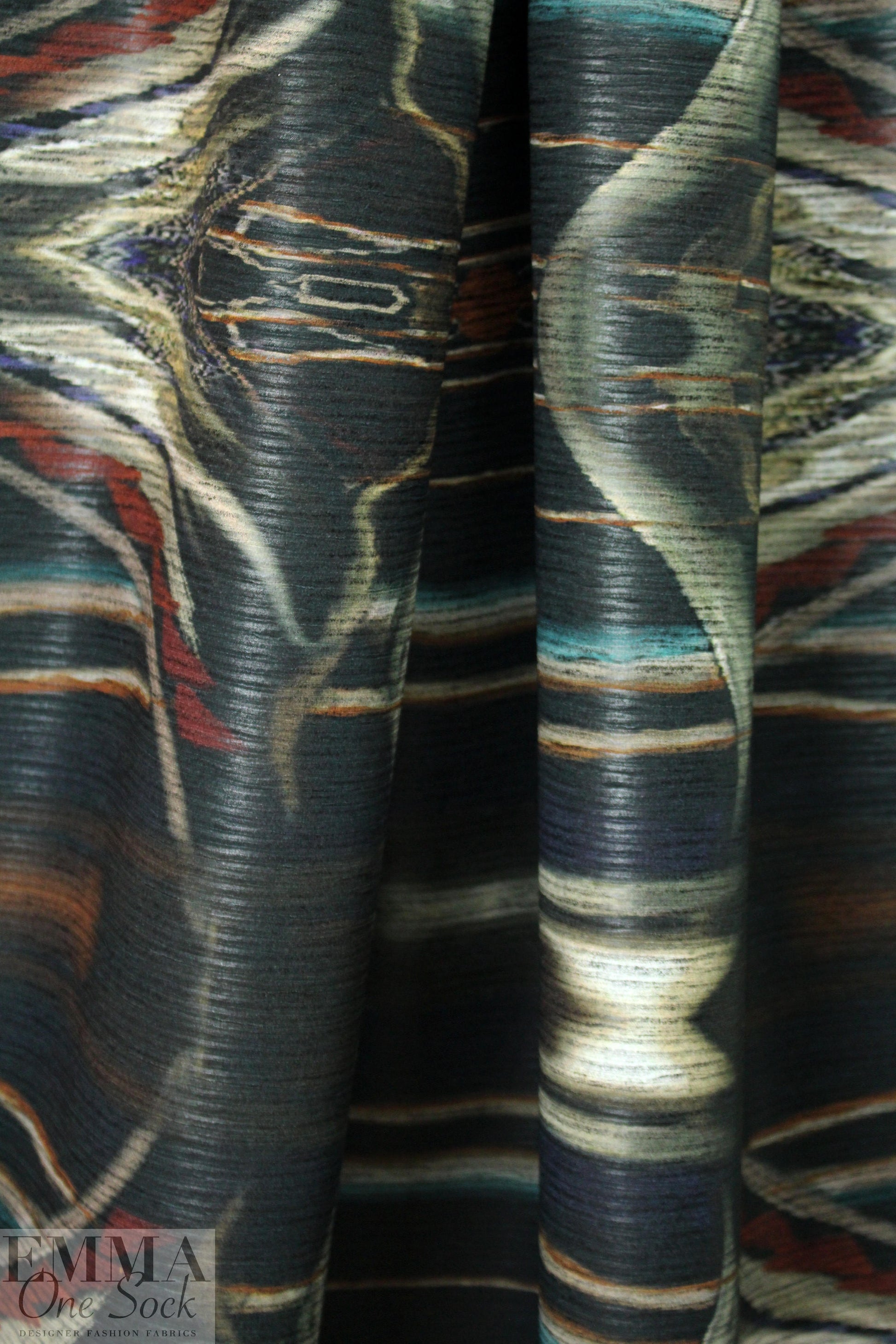 Italian edgy abstract novelty pleated backed woven