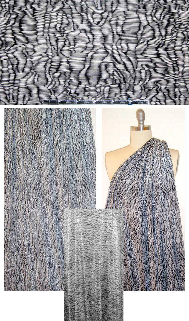 NY designer pleated micro-knit - woodgrainy abstract 1.66 yd