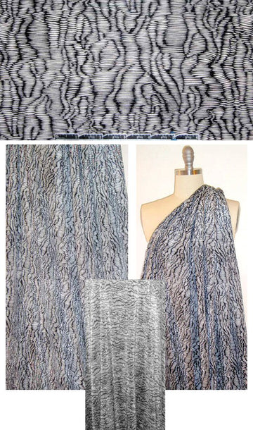 NY designer pleated micro-knit - woodgrainy abstract 1.875 yds