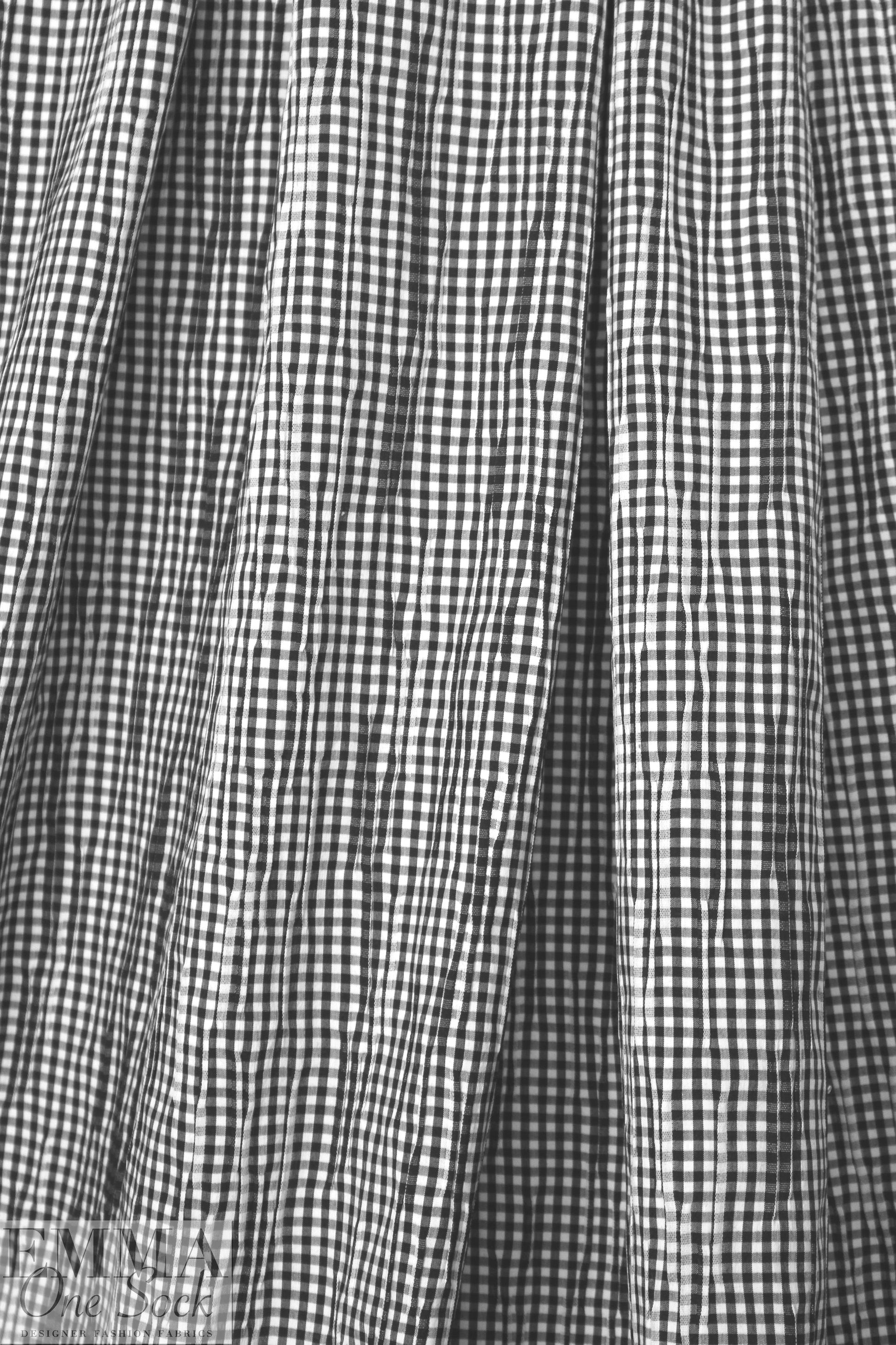 NY designer pleated stretch black/white gingham woven