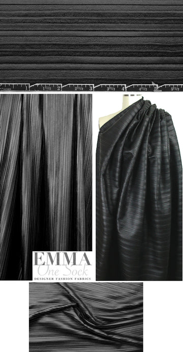 NY designer pleated faux-leather - black .75 yds