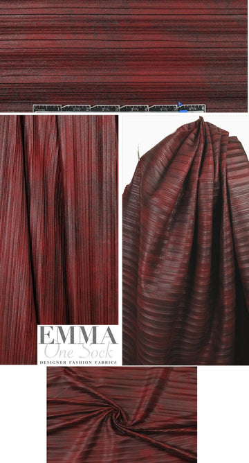 NY designer pleated faux-leather - garnet