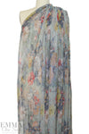 Italian vintage floral pleated metallic knit 1.625 yd