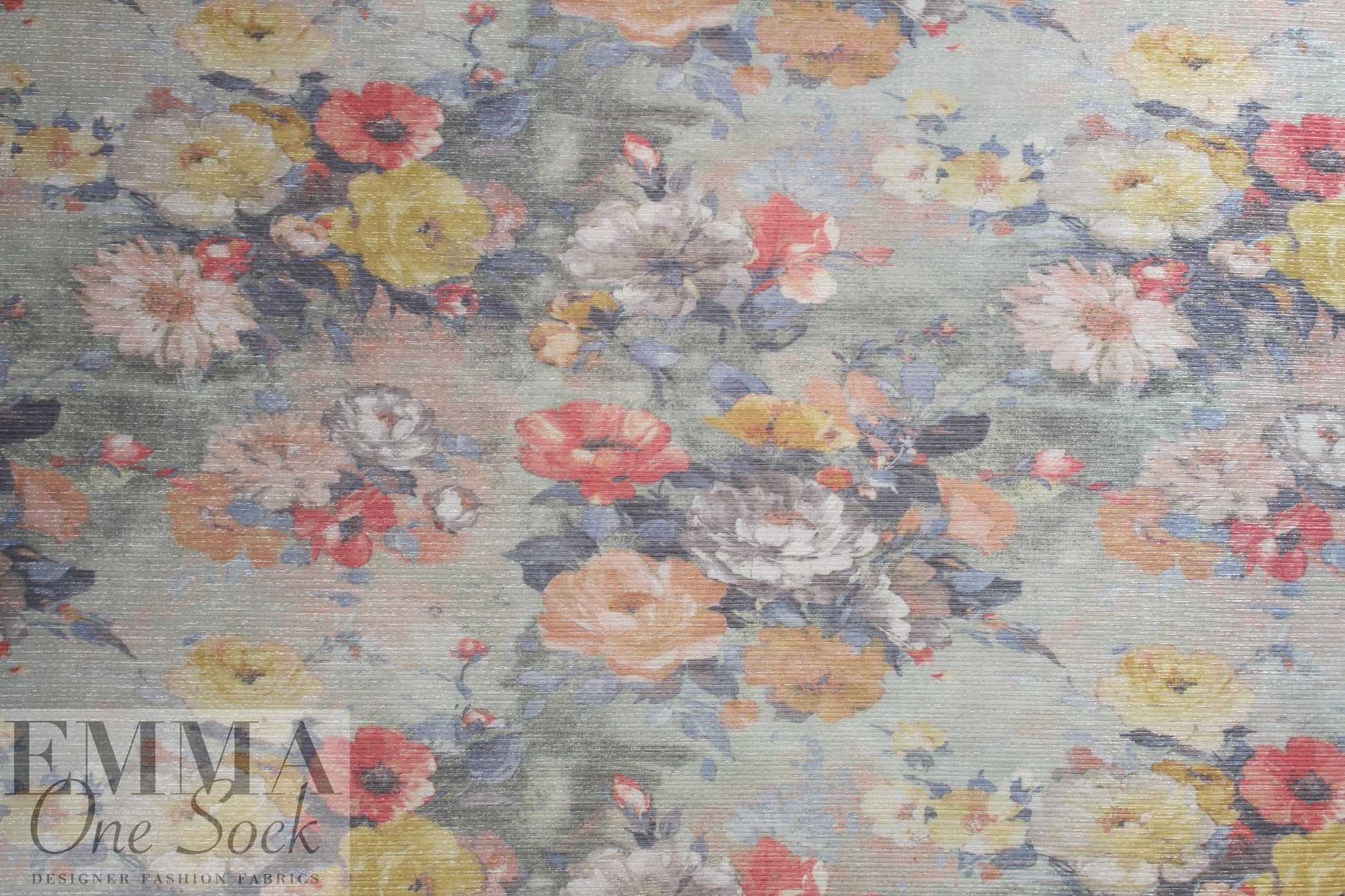 Italian vintage floral pleated metallic knit 1.875 yd