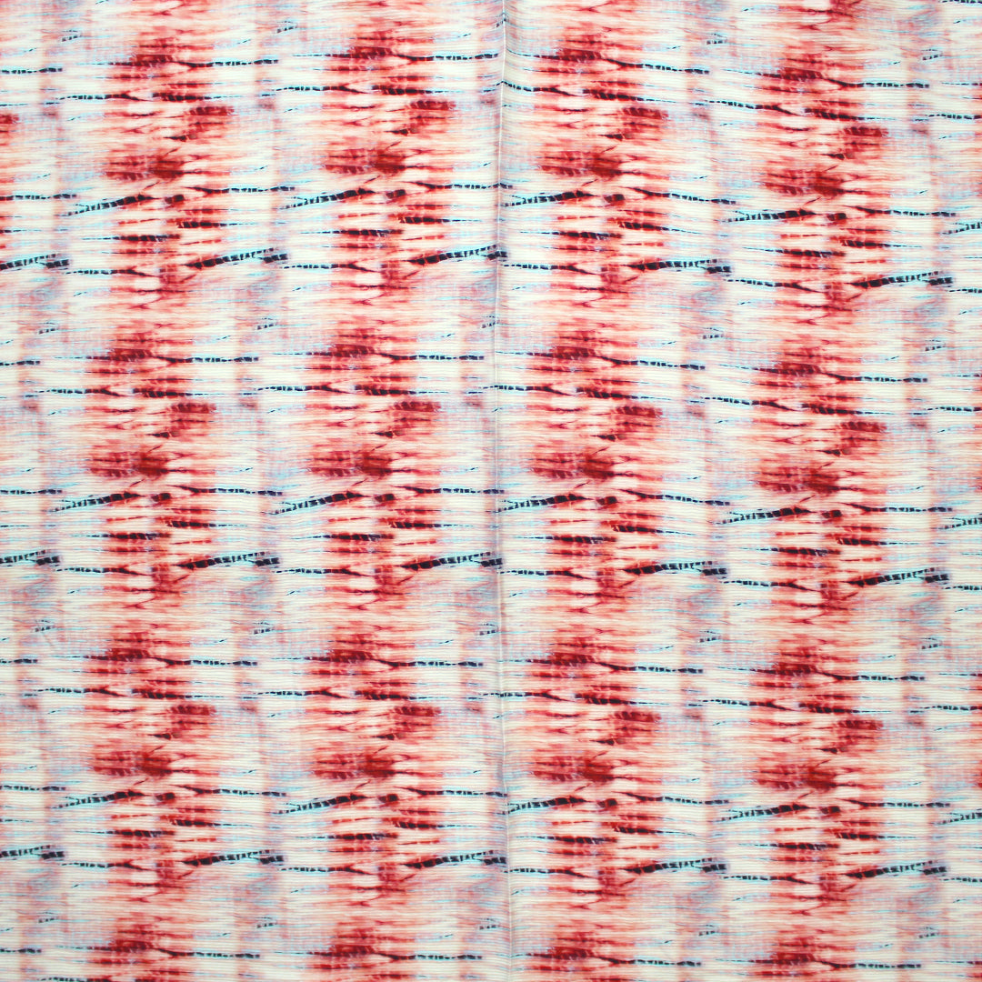 tie dye viscose accordion plisse' woven- pomegranate/sky 1.625 yd