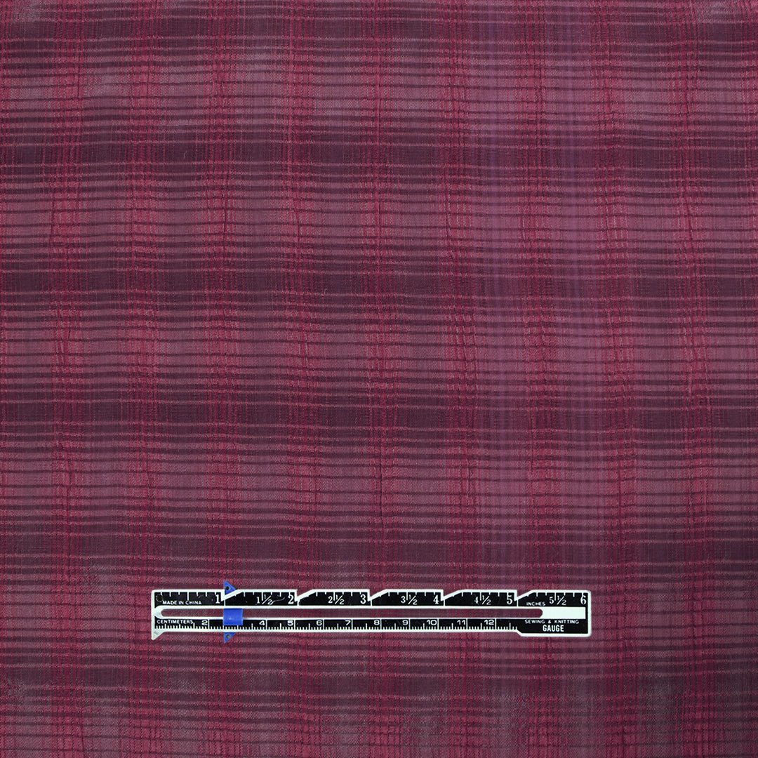 CA designer viscose blend plaid jacquard woven - raspberry/plum 1.125 yds