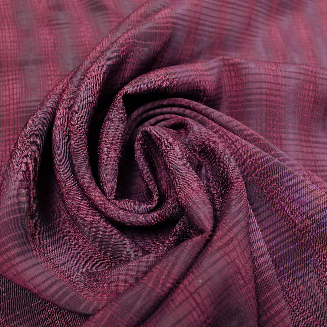 CA designer viscose blend plaid jacquard woven - raspberry/plum 1.125 yds
