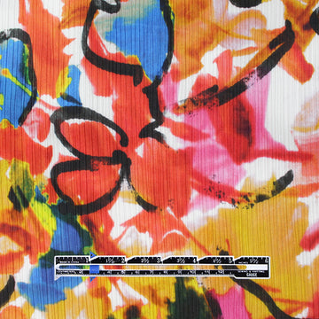 French silk/cotton 'painted floral' plisse' texture woven 1.5 yd