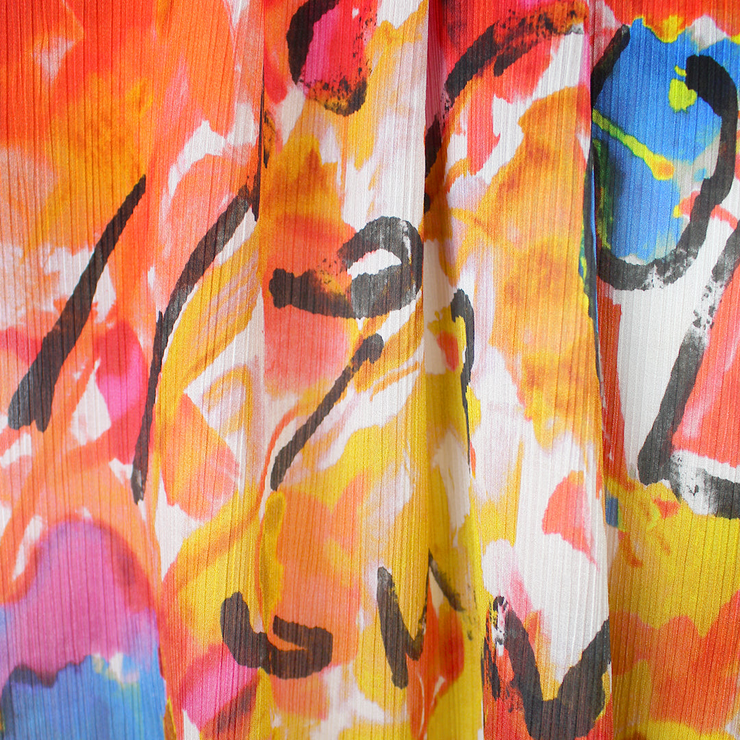 French silk/cotton 'painted floral' plisse' texture woven 1.5 yd