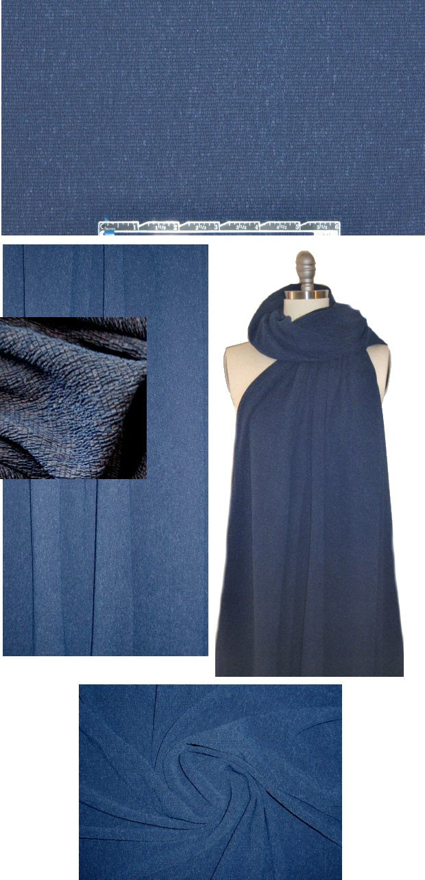 NY designer micro-gathered plisse' - denimy blue