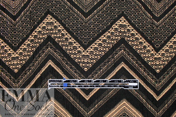 CA designer black/beige chevron viscose plisse' woven 2 yd