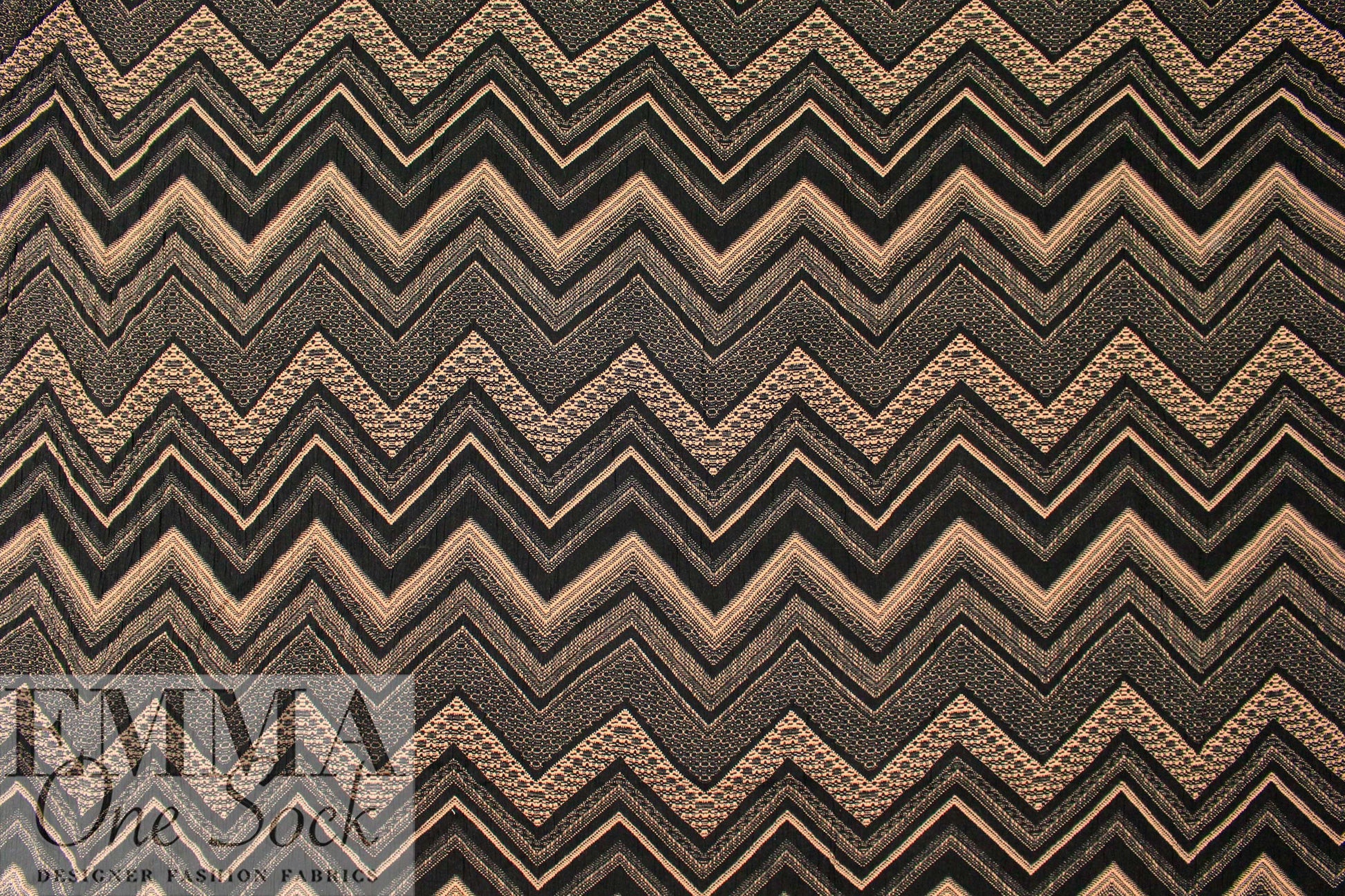 CA designer black/beige chevron viscose plisse' woven 1.625 yd