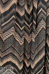 CA designer black/beige chevron viscose plisse' woven 2 yd