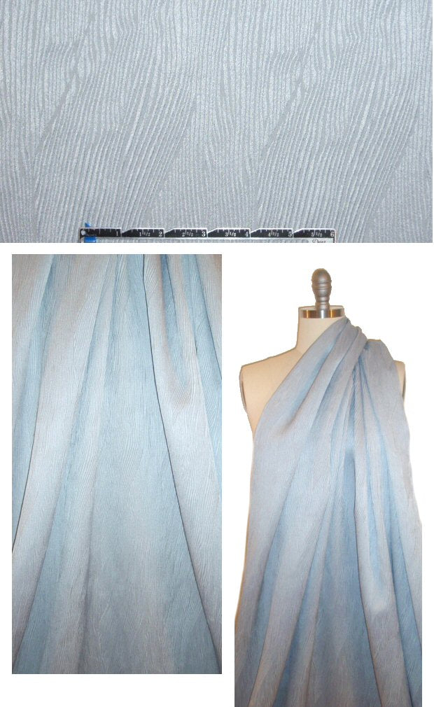 CA designer plisse' look matelasse'- silvery blue 1.375 yds