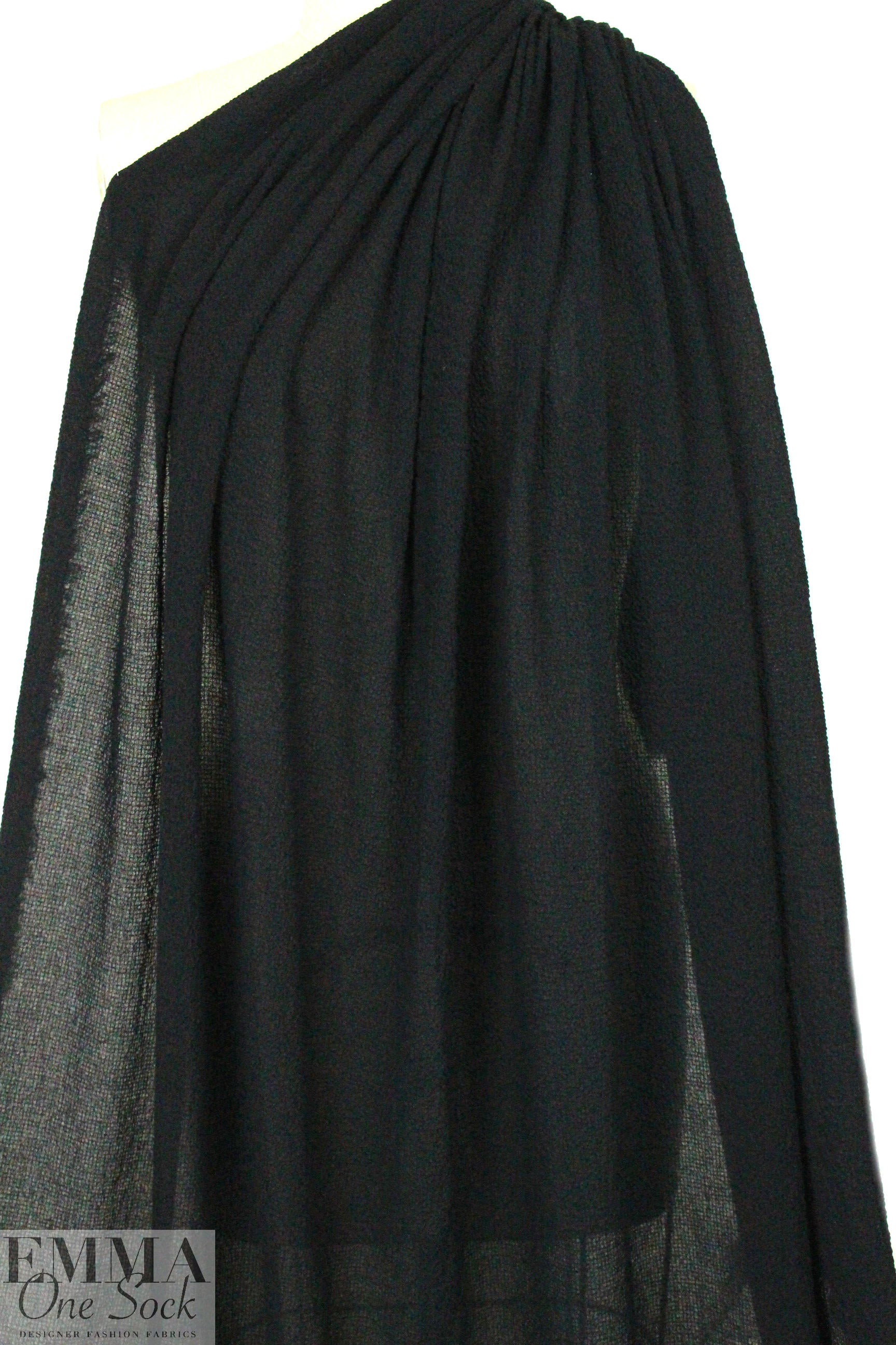 Italian dimple-textured plisse' - black