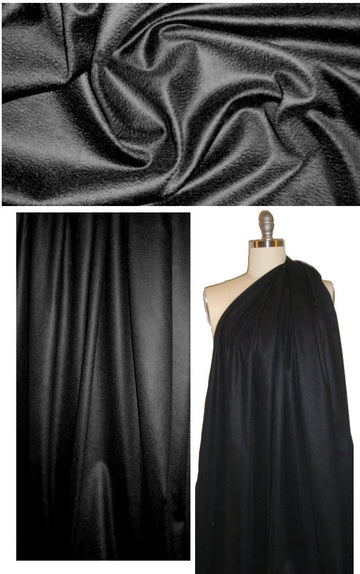 Italian jet black wool/silk napped suiting 2 yds