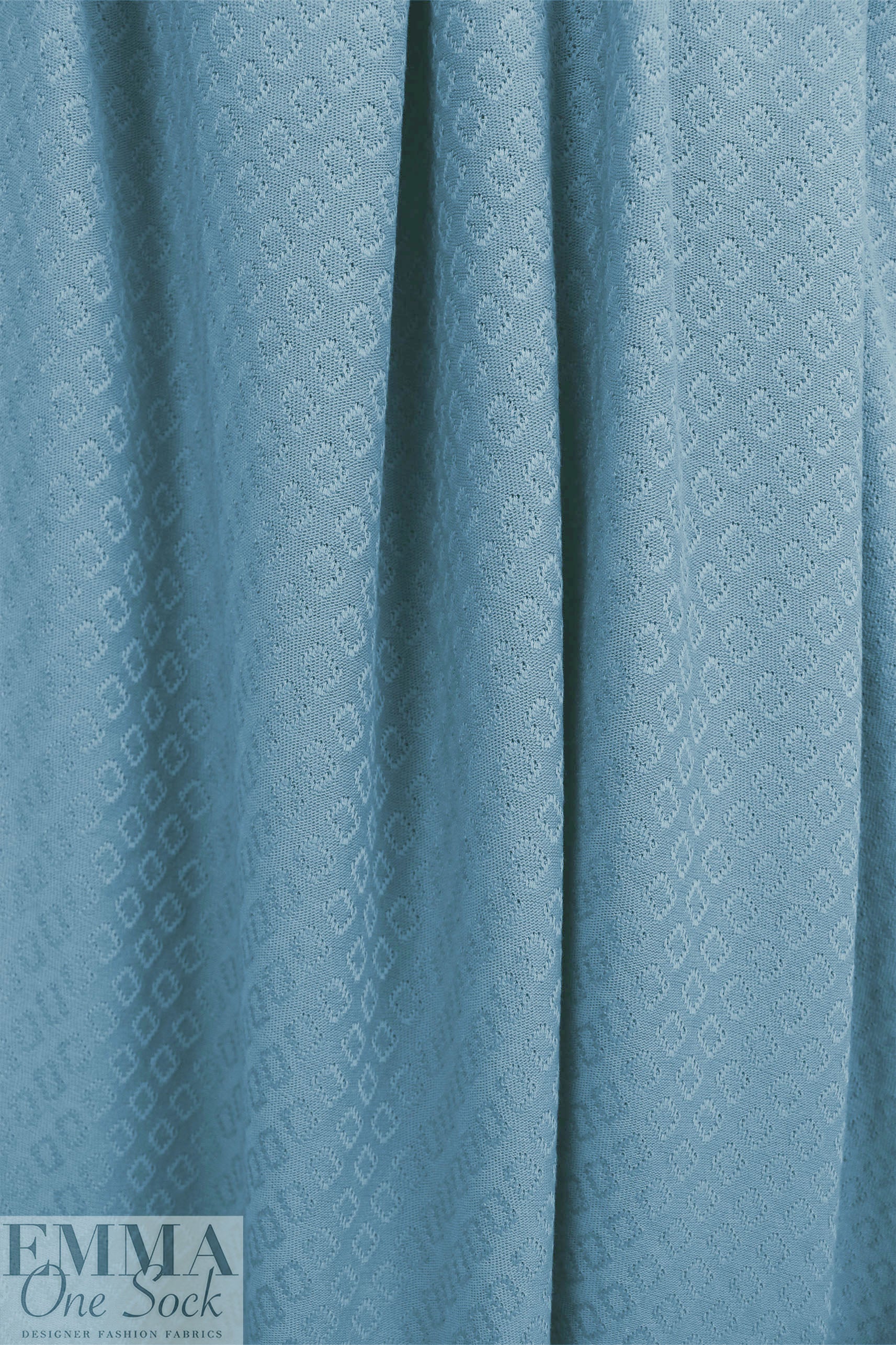 organic cotton GOTS pointelle sweater knit - dusty blue 1.625 yd