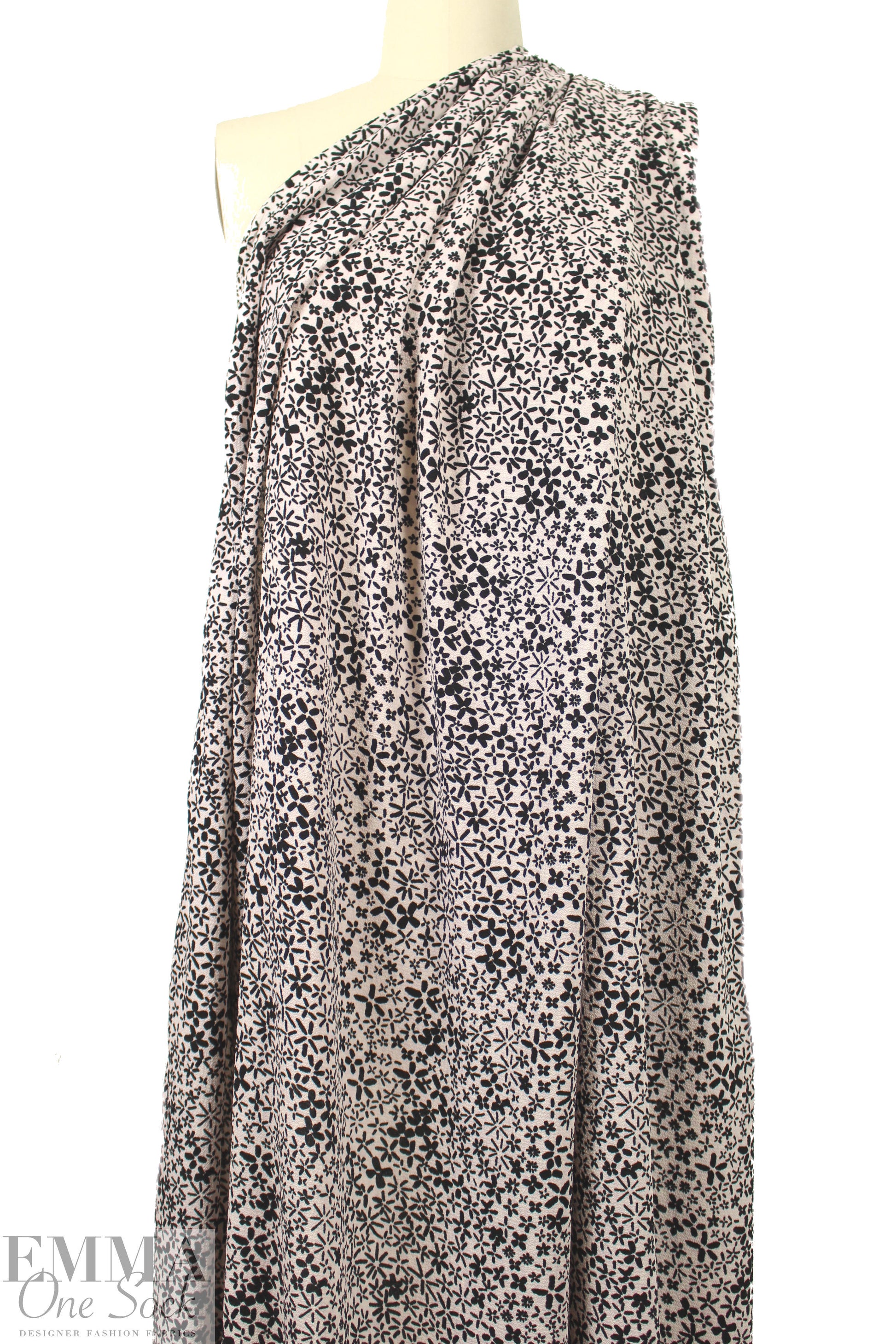 Pol0 textured stretch crepe - black on pink