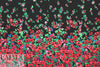 Pol0 textured crepe - flower border on black
