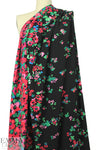Pol0 textured crepe - flower border on black