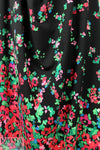 Pol0 textured crepe - flower border on black