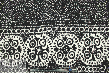 P0lo black/white graphic printed cotton stretch damask 1.66 yd