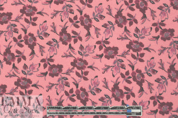 Pol0 textured crepe - dusty coral floral 1.375 yd