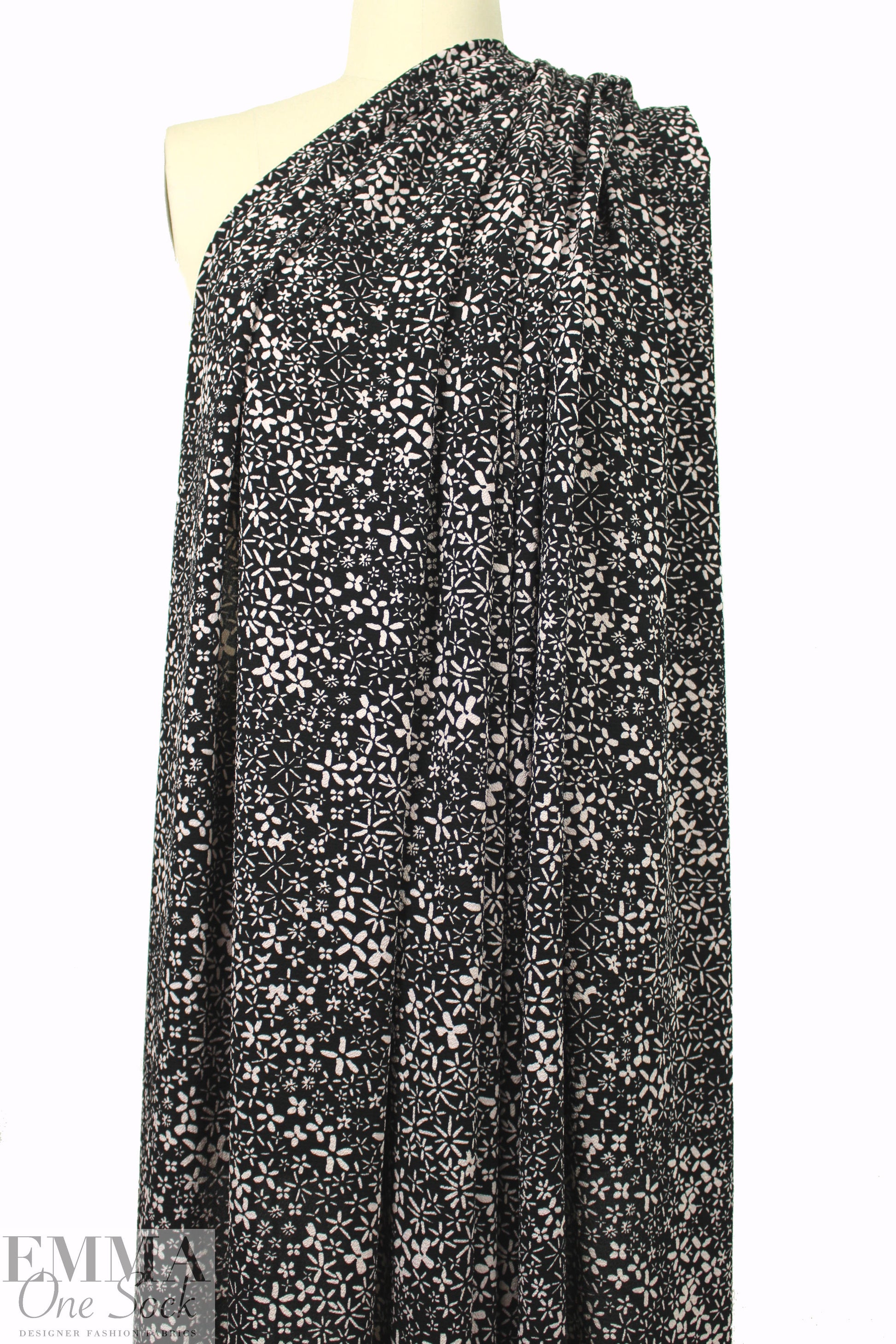 Pol0 textured stretch crepe - pink on black