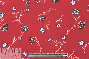 Pol0 textured crepe - flowers on red