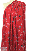 Pol0 textured crepe - flowers on red