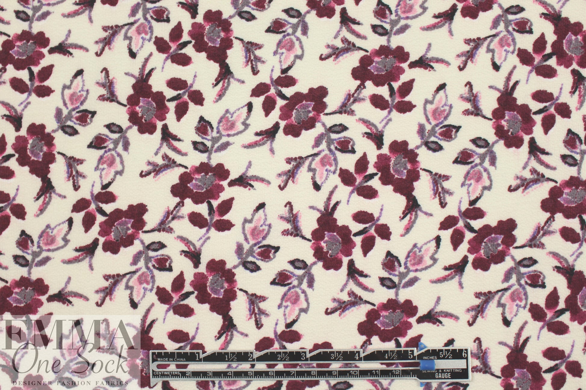 Pol0 textured crepe - wine floral