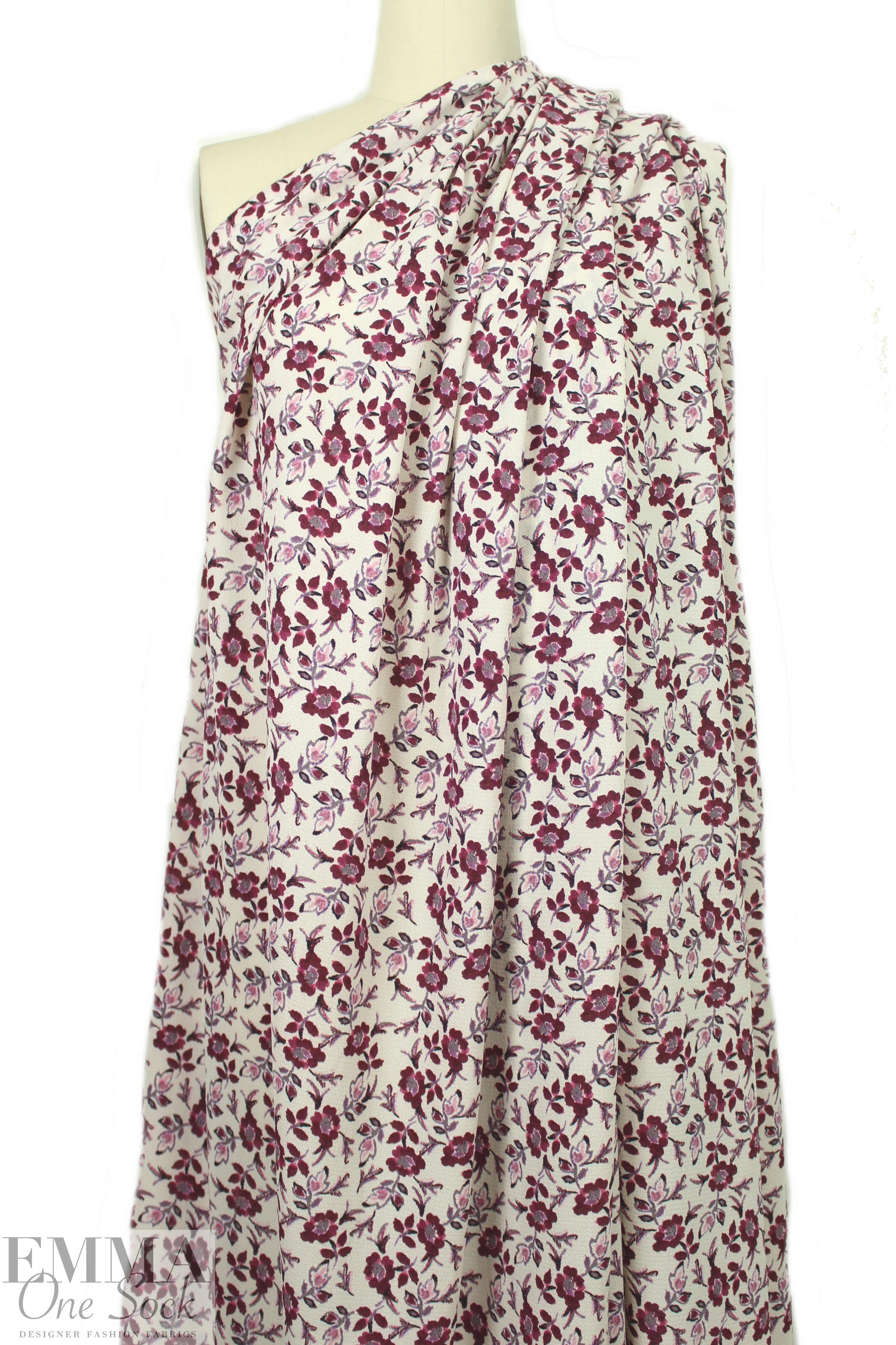 Pol0 textured crepe - wine floral