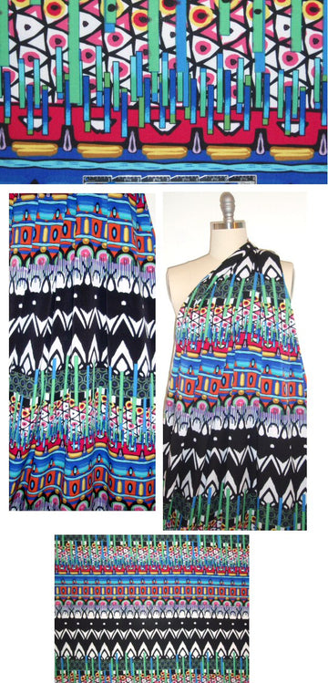 colorful graphic stripe poly stretch woven