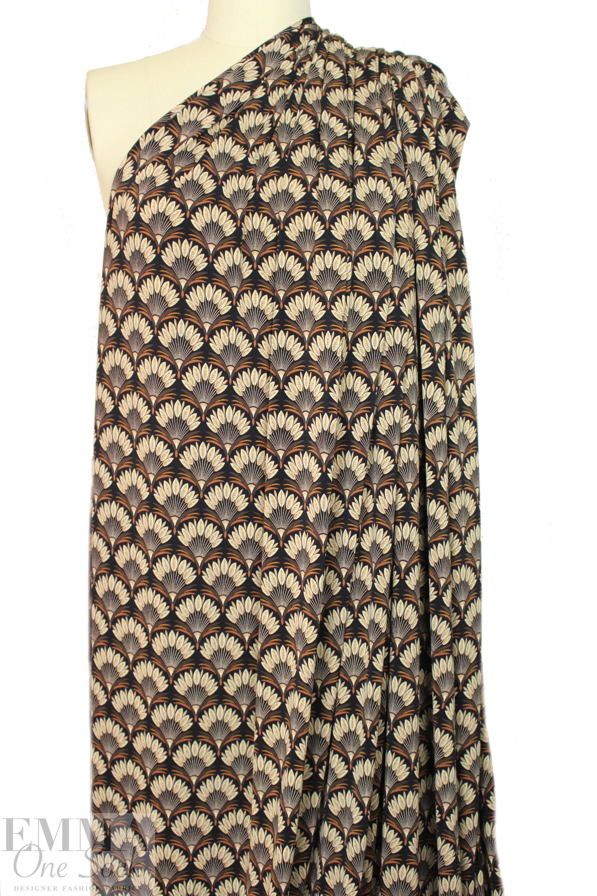 earthtones art deco graphic poly/span knit