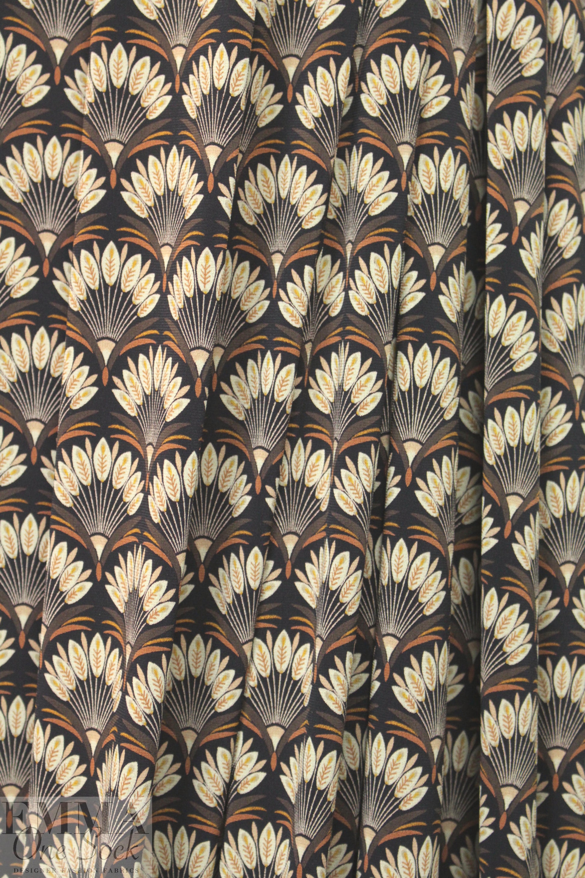 earthtones art deco graphic poly/span knit