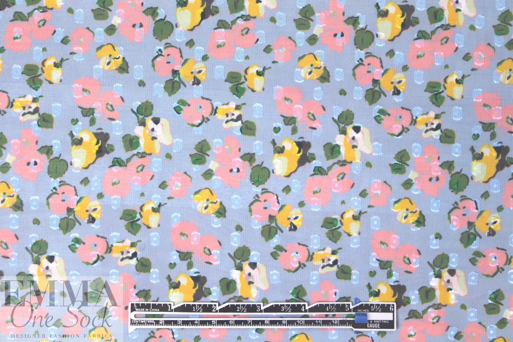 Caro1ina H. clipped weave floral silk sheer - blue
