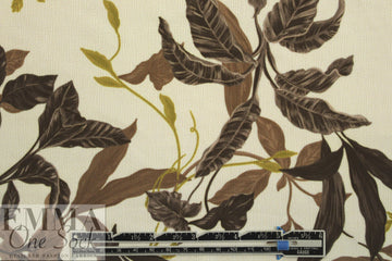 French digital earthtones floral textured crepe - ivory