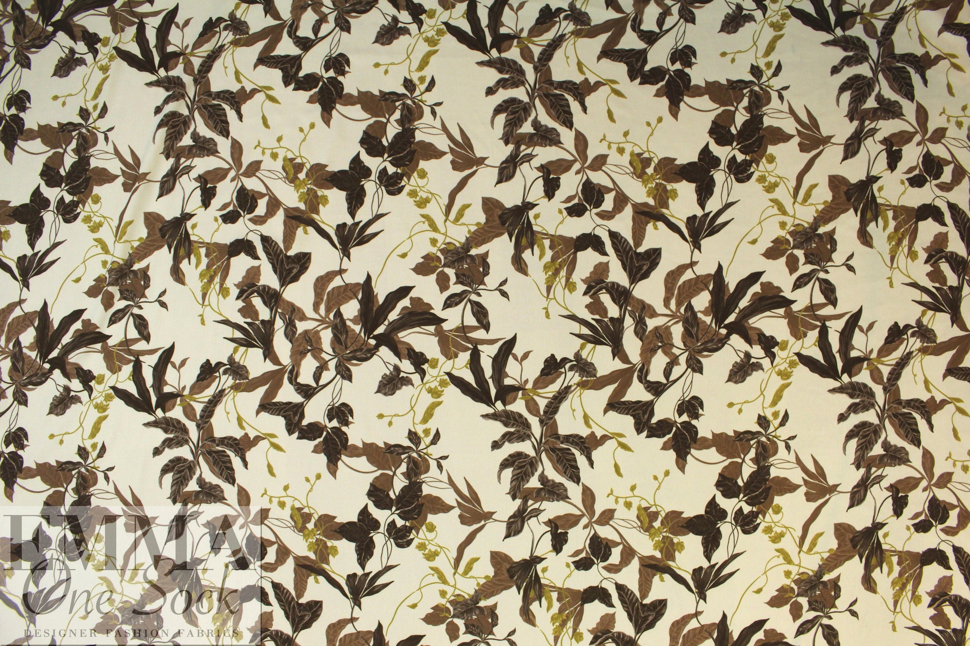 French digital earthtones floral textured crepe - ivory 1.75 yd