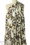 French digital earthtones floral textured crepe - ivory